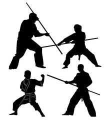 collection silhouette combative vector 	 
sports	