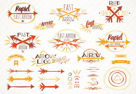 Set of a logotypes with arrows plus design elements to create your own logo