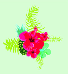 Aloha Pineapple flower Print embroidery graphic design vector art