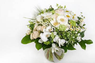 beautiful  bouquet in pastel colors of fresh flowers in a vase.
