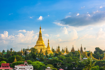 Yangon, Myanmar view of Shwedagon Pagoda