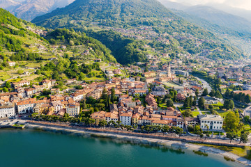 Fototapeta na wymiar Domaso, Como Lake, Italy, aerial view