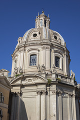 Fototapeta na wymiar Church of the Most Holy Name of Mary (1751) at the Trajan Forum - Roman Catholic Church in Rome, Italy.