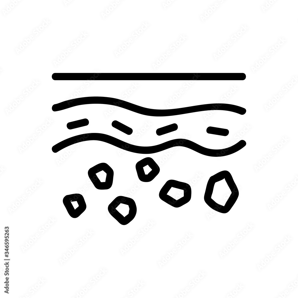 Poster deep layer of stones in soil icon vector. deep layer of stones in soil sign. isolated contour symbol
