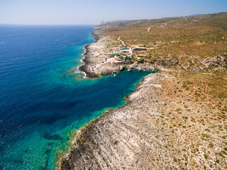 Fototapeta na wymiar Aerial view of Porto Vromi beach in Zakynthos (Zante) island, in Greece