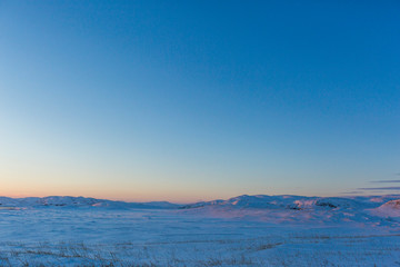 Snow desert. Kola Peninsula winter landscape