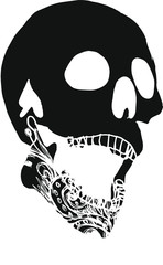 skull retro embroidery graphic design vector art
