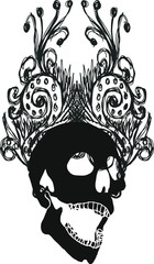 skull retro embroidery graphic design vector art