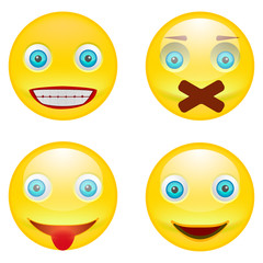 Set of yellow smiley face for your design. Happy smile card concept illustration. haracter for web or card design. Smile isolated on white background