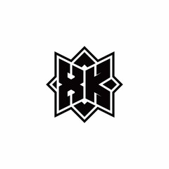 XK monogram logo with square rotate style outline