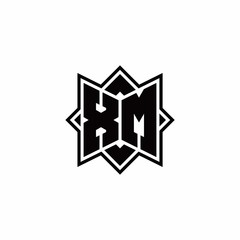 XM monogram logo with square rotate style outline