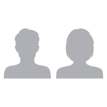 Male and female default avatar profile icon. Man and woman face silhouette person placeholder. Vector illustration