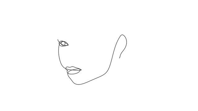 Abstract woman portrait continuous line drawing. One line Art. Hand-drawn minimalist illustration sketch video.