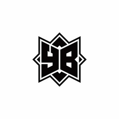 YB monogram logo with square rotate style outline
