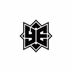 YE monogram logo with square rotate style outline