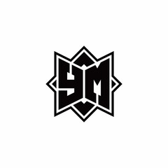 YM monogram logo with square rotate style outline