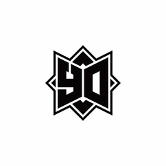 YO monogram logo with square rotate style outline
