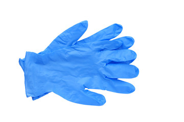 Blue medical gloves isolated on white background