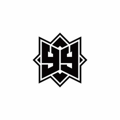 YY monogram logo with square rotate style outline