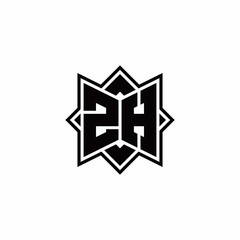 ZH monogram logo with square rotate style outline