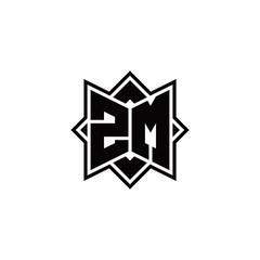 ZM monogram logo with square rotate style outline