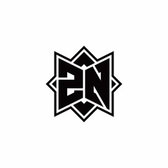 ZN monogram logo with square rotate style outline