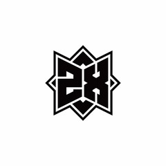 ZX monogram logo with square rotate style outline