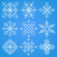 Fototapeta premium Snowflake icons.Vector set of snowflake icons. Winter design elements . Background for winter and christmas theme. Vector