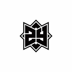 ZY monogram logo with square rotate style outline