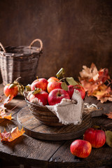 Fresh ripe apples in a basket