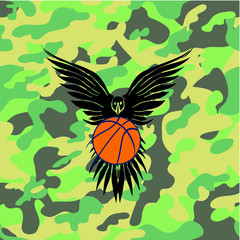 American eagle basketball print and embroidery graphic design vector art