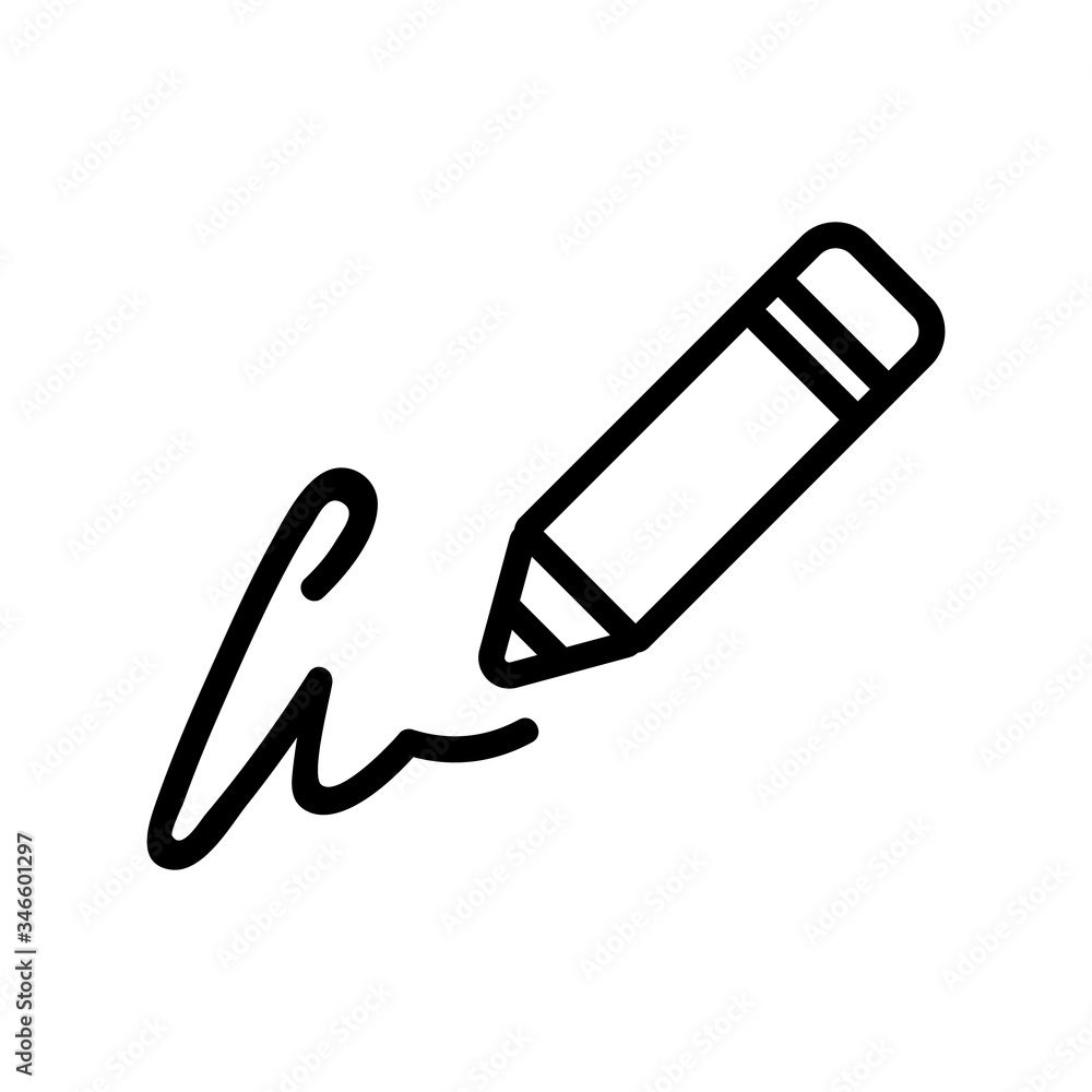 Poster writing signature in pencil icon vector. writing signature in pencil sign. isolated contour symbol i