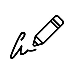 writing signature in pencil icon vector. writing signature in pencil sign. isolated contour symbol illustration