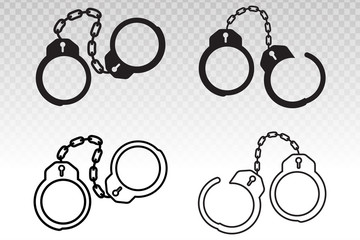 Police handcuffs flat icon a transparent background