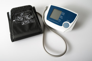 A Bluetooth blood pressure monitor used for home monitoring by health care services and hospitals to monitor patients