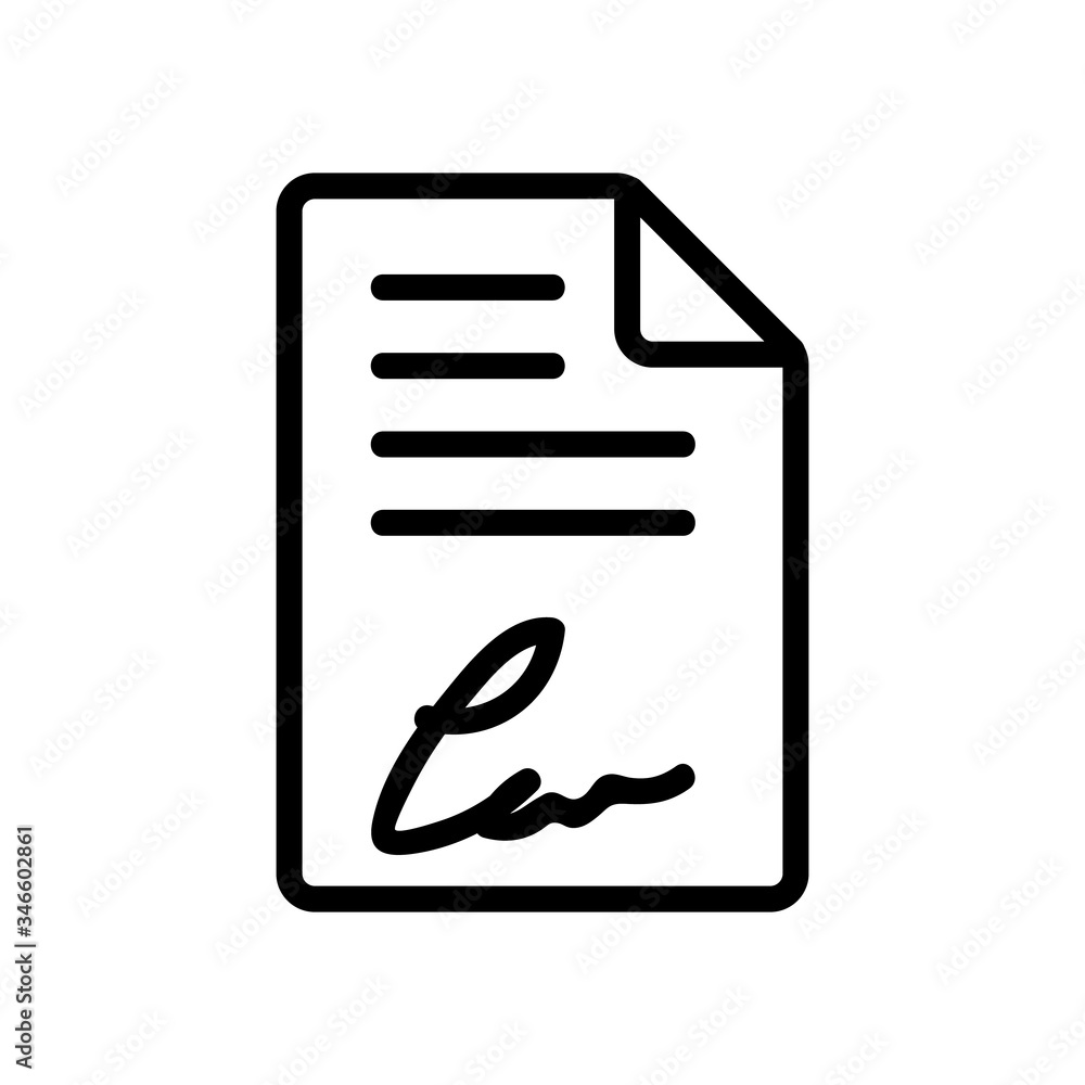 Poster document with personal signature icon vector. document with personal signature sign. isolated contou