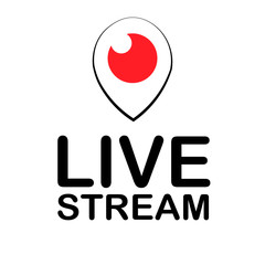 Live video streaming vector icon isolated on white. Live TV broadcasting. Live streaming vector signs. NEW 2020. Location on the map of direct inclusion.