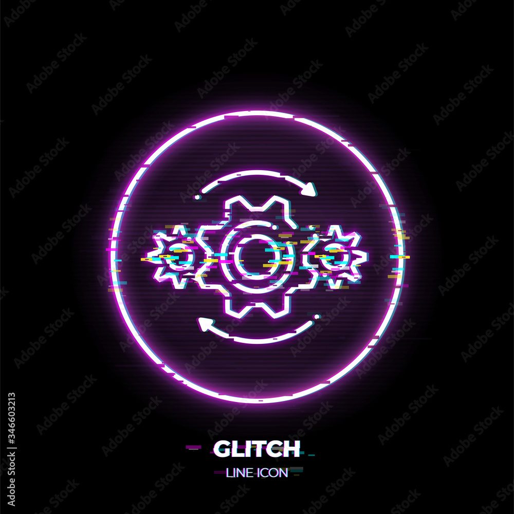 Poster gears line art vector icon. outline symbol of machine engine. industry pictogram made of thin stroke