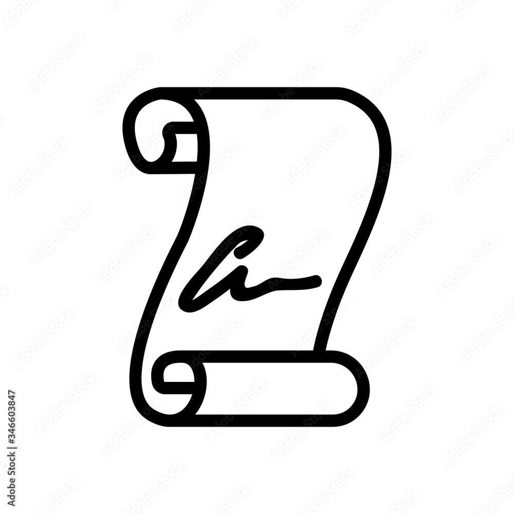 Poster signature paper scroll icon vector. signature paper scroll sign. isolated contour symbol illustratio