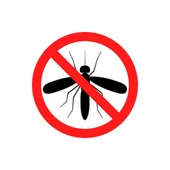 Mosquitoes stop sign vector illustration isolated on white background