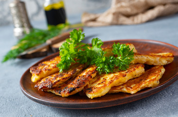 Traditional potato pancakes made from raw potatoes.