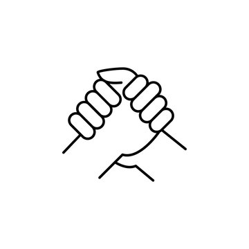 Handshake After Coronavirus Line Illustration Icon On White Background