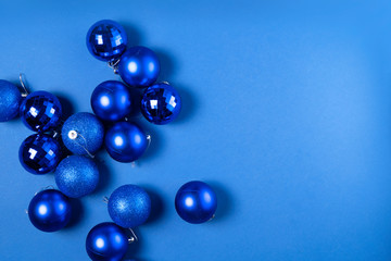 Christmas flat lay scene with glass balls