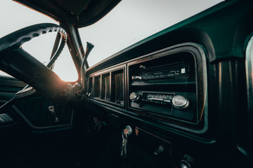 interior of an old car