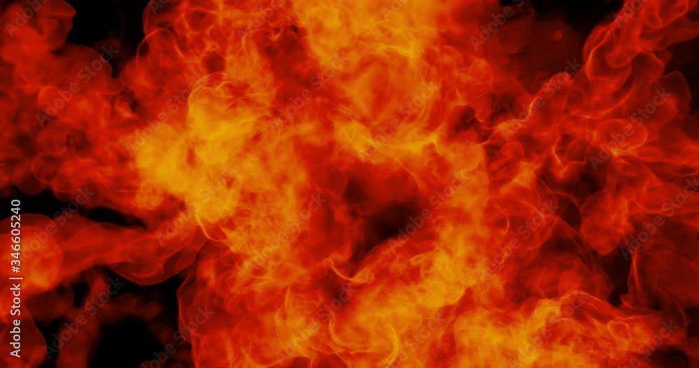 Poster 4k abstract motion background of orange red hot flames, burning heat, dancing fire forming in wave f