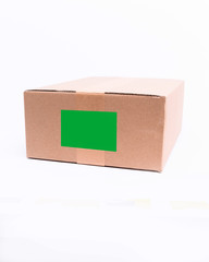 Kartonowe pudła, przesyłki z etykietami green screen, template.  - obrazy, fototapety, plakaty