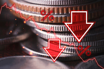 Economic crisis, currency recession, decline In the world of investment, And stock falls in a bad...