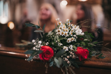 wedding flowers in church