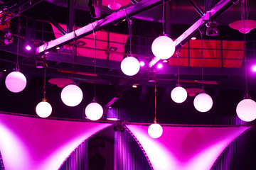 pink lights in hall