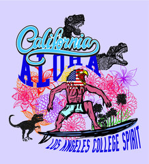 Obraz premium trex dinosaur print embroidery graphic design vector art